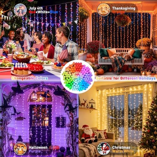 JMEXSUSS RGB Curtain Lights, 300 LED 9.8×9.8FT Color Changing String Lights - Image 2