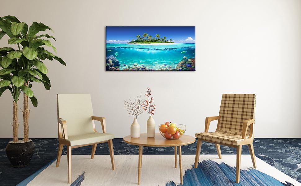 Tropical Island Coral Reef Landscape Canvas Wall Art - Image 7