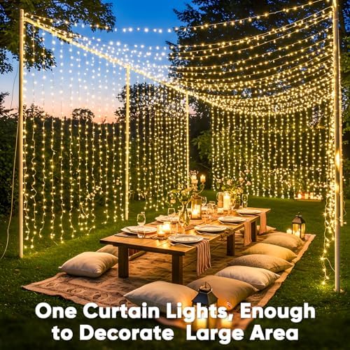 suddus 300 LED Curtain Lights Warm White 2PACK - Image 4