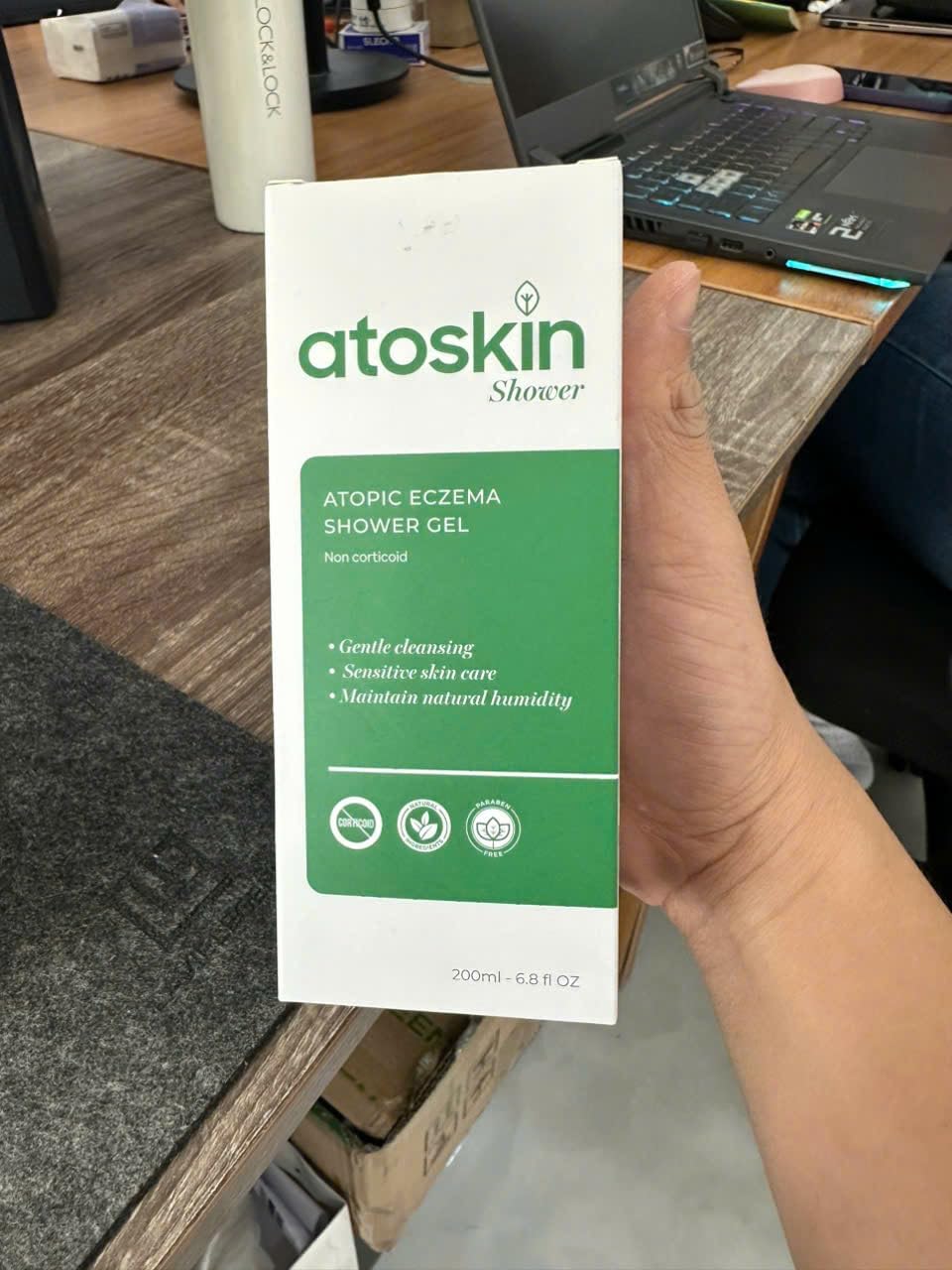 Atoskin Shower Gel for Eczema, Psoriasis, Dermatitis, and Anti-Itch Relief with RicoBio JA7 - for Atopic Dermatitis Patents (6.8 oz)