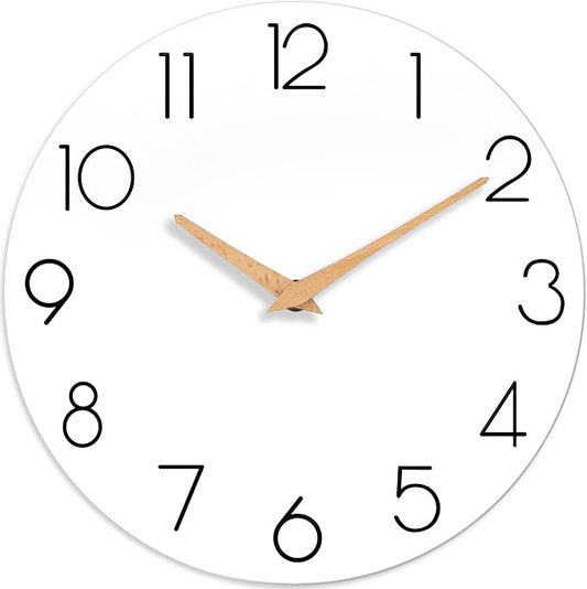 cicininc Wall Clock, 12 Inch Wooden Silent Non-Ticking, Decorative Battery by CICININCOfficial