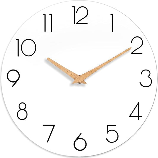 cicininc Wall Clock, 10 Inch Wooden Silent Non-Ticking, Decorative Battery by CICININCOfficial