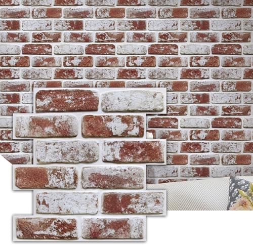 Commomy Faux Brick Panels Peel and Stick Wall Stickers 10 Pcs 11.8" x 11.8" by CommomyDecor