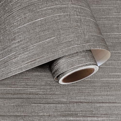 VaryPaper 15.7''x78.7'' Silver Brown Grasscloth Textured Wallpaper Peel and by VaryPaper