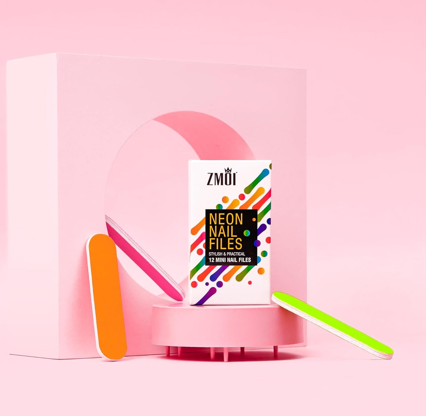 Colorful Neon Girly Mini Emery Board Nail Files (1 Dozen) ZMOI