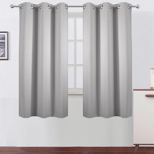 LEMOMO Light Grey Blackout Curtains 38 x 63 Inch Length/Set of 2 Curtain by Lemomo