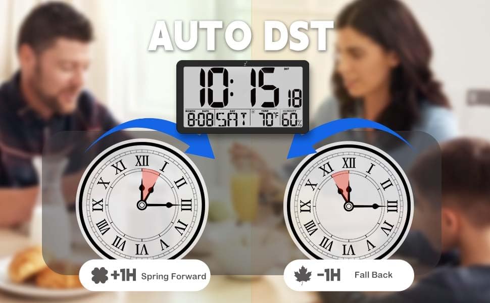 Large Digital Wall Clock, Battery Operated 9.72” LCD Alarm Clock - Image 5