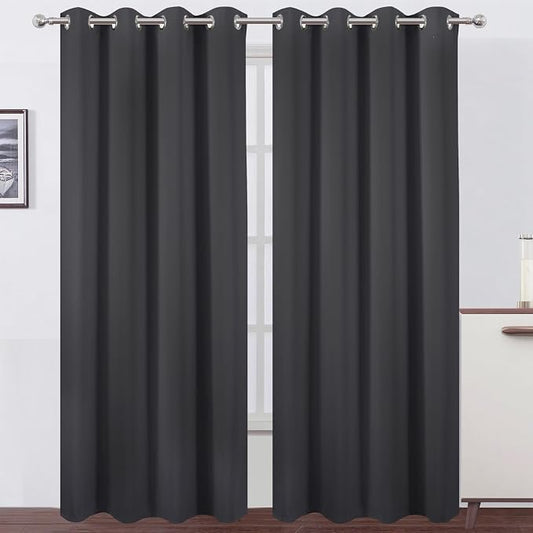 LEMOMO Blackout Curtains 66 x 84 inch/Dark Grey Curtains Set of 2 by Lemomo