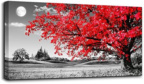 MHARTK66 wall art for living room Simple Life red moon tree scenery Abstract by MHARTK66