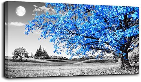 wall art for living room Simple Life Blue moon tree landscape Abstract painting by MHARTK66