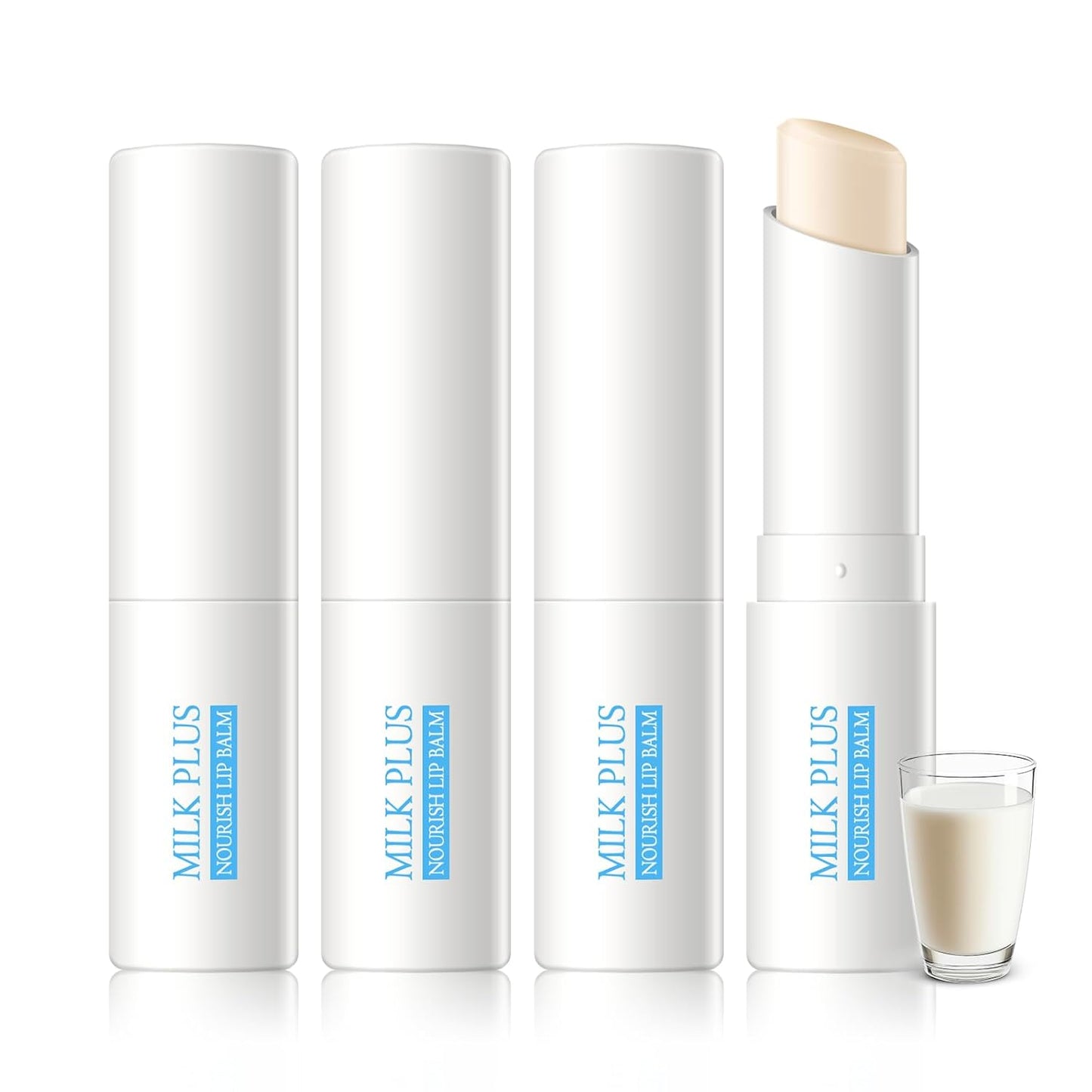 KYDA 3 Pcs Milk Moisturizing Lip Balm, Nourishes, Hydrates and Softens Dry Cracked Lips, Reduce Fine Lines, Deep Hydrating Lip Care Balm, Colorless Finish