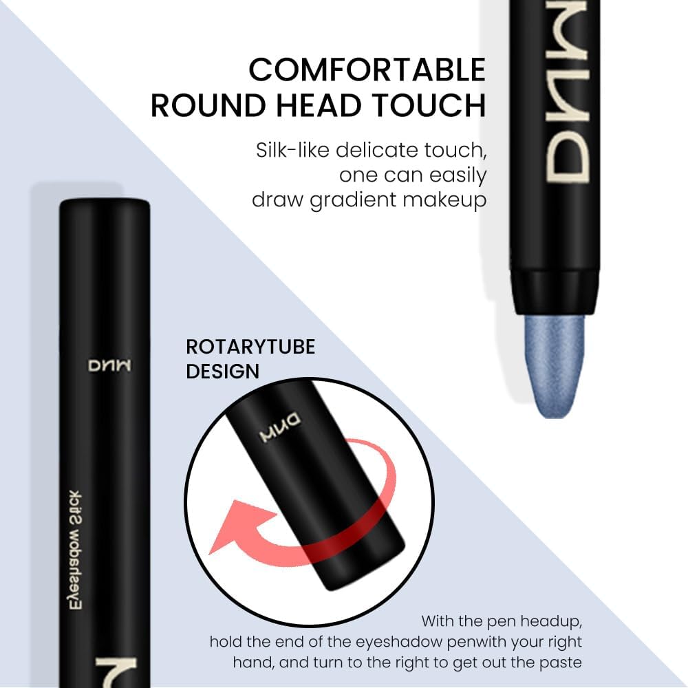 evpct 2Pcs Cream Eyeshadow Sticks Set for Eyes Sky Blue & Greenish Cyan Shimmer Eye Crayon Shadow Brightener Stick Pencil Pen Bulk sombras en crema para ojos 10+12