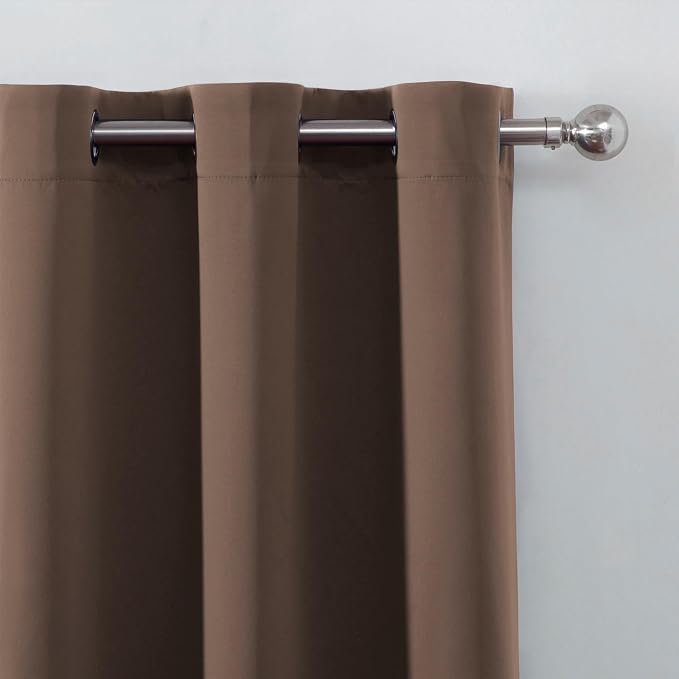 LEMOMO Blackout Curtains 66 x 72 Inch Long Chocolate Curtains Set of 2 Panels - Image 6