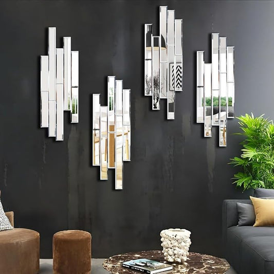 Artisan Set of 4 Silver Beveled Wall Decor Mirrors by VOHJD