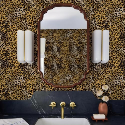 JiffDiff Black Gold Leopard Print Peel and Stick Wallpaper, 17.3" x 400" - Image 3