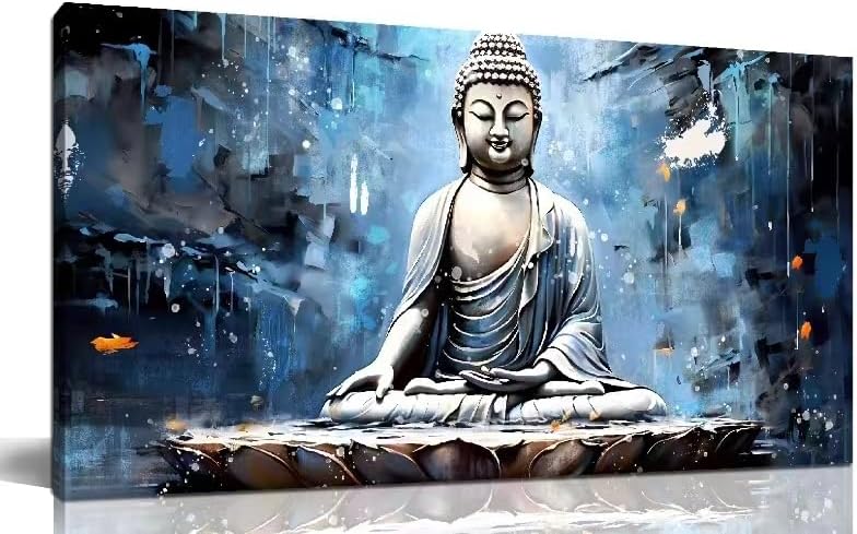 Xxliren Blue Buddha Wall Art Spiritual Wall Decor 60 x 30 Inch by XxlirenCanvasWallArt