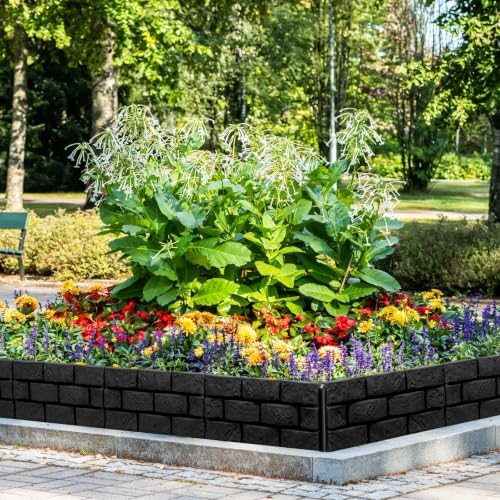 Landical 4 Pcs Black Faux Stone Garden Fence, Landscape Edging Border - Image 6