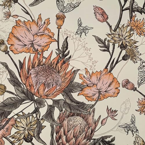 Floral Wallpaper Peel and Stick Floral Contact Paper Yellow and Pink by Unknown