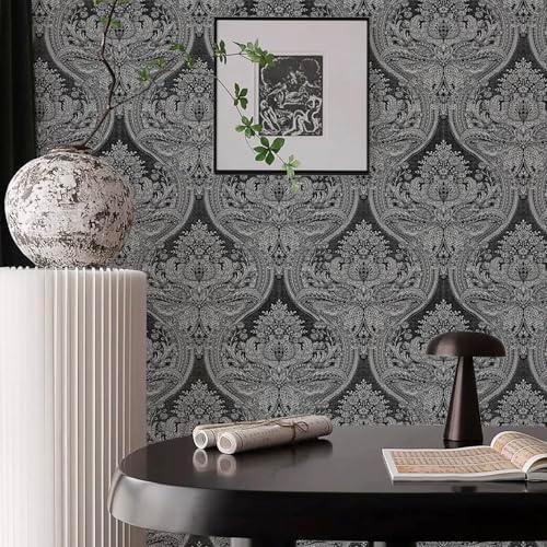 Blooming Wall Damasks Flocking Embossed Textured Wallpaper Roll by BloomingWall