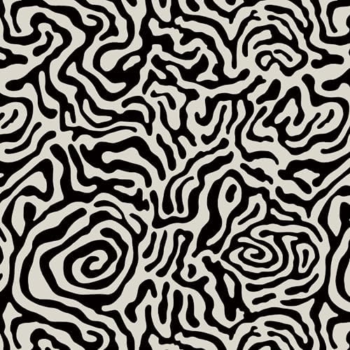 Black and Cream White Peel and Stick Wallpaper Abstract Geometric Self Adhesive by EeeComing