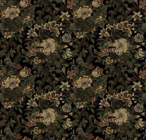 Dimoon 17.3"x393" Dark Wallpaper Peel and Stick Moody Vintage Victorian Floral by DIYYOURMOON