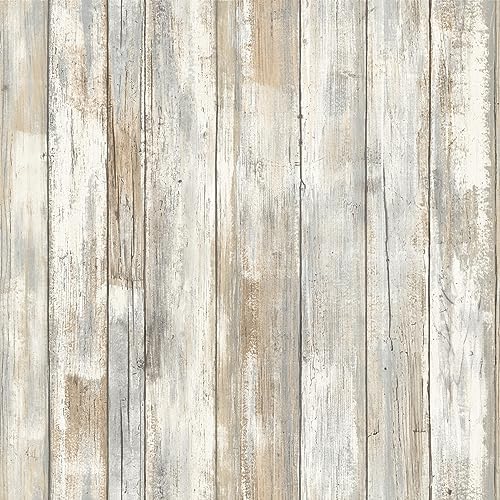 RoomMates White Distressed Wood Peel and Stick Wallpaper by RoomMates