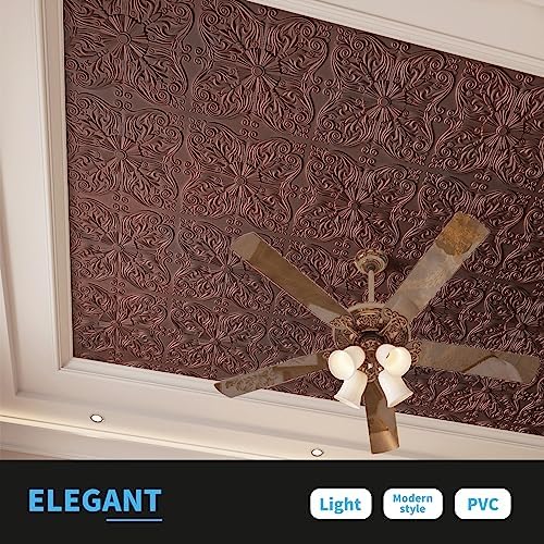 Art3d Spanish Floral Drop Ceiling Tiles, 2 x 2 ft, Antique Copper - Image 2