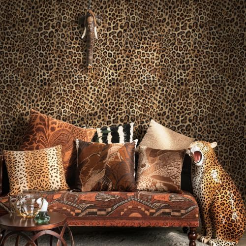 JiffDiff Upgrade Brown Leopard Print Peel and Stick Wallpaper, 17.3" x 800" - Image 3