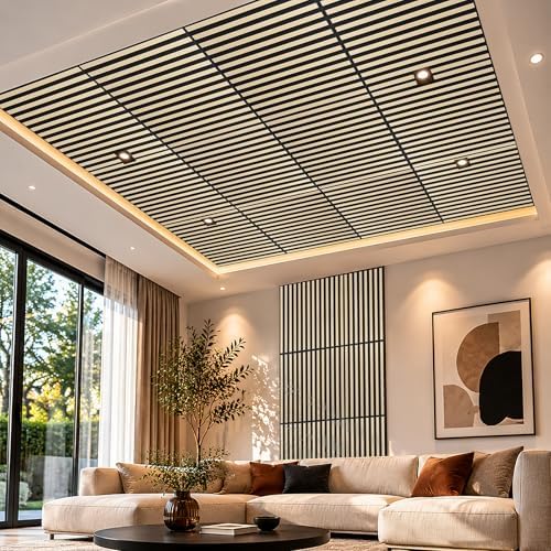 Art3d 6-Pack Acoustic Wood Slat Panel & Ceiling Tile, 2 x 2 ft - Image 2