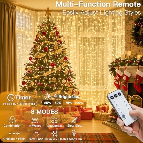 suddus 600 LED Christmas Curtain Lights Outdoor, 9.8x19.6ft Curtain Lights Plug - Image 3