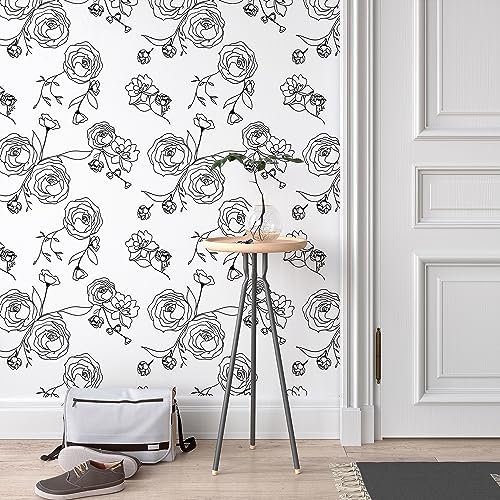 Safiyya 393"x17.3" Peel and Stick Wallpaper Black and White Contact Paper - Image 5