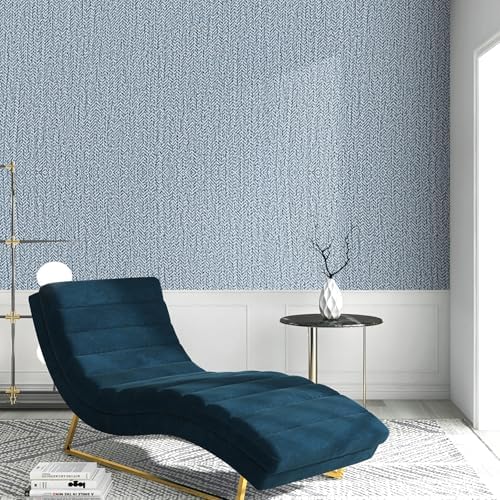 Peel and Stick Wall Paper Blue Textured Wall 15.7inch x 196.85inch Covering - Image 5
