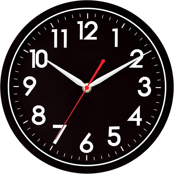 AKCISOT Wall Clock Modern Black Silent Non Ticking Wall Clocks Battery Operated - Image 2