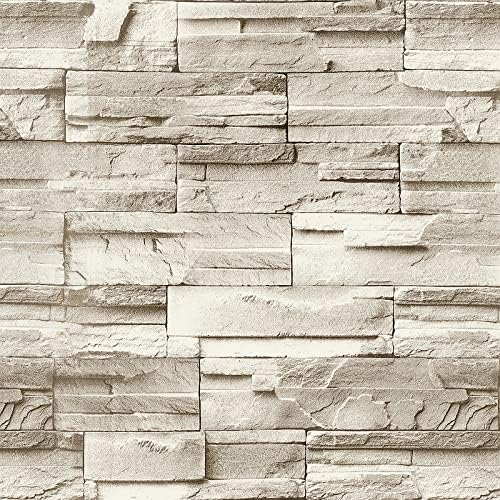 Jeweluck Faux Stone Wallpaper Peel and Stick Brick Wallpaper 17.7”×787.4” by Jeweluck