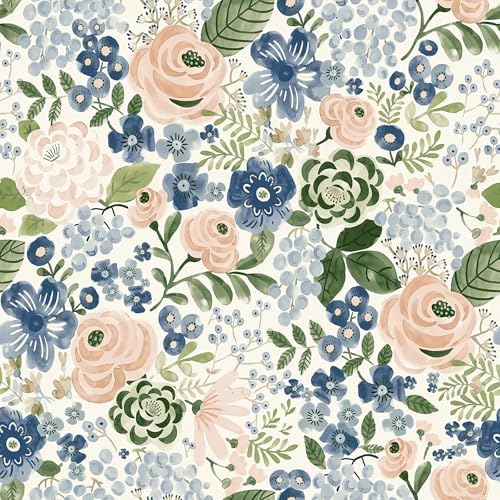 Wudnaye Blue Floral Peel and Stick Wallpaper by Wudnaye