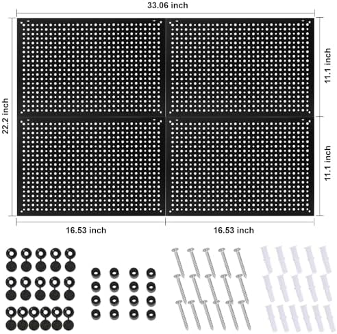 4 Pack Heavy Duty Steel Pegboard Garage Organization Panels, Universal 1/8 and - Image 2