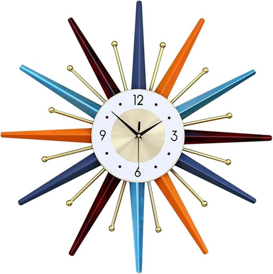 Large Wall Clock 31 Inch Modern Wall Clock Starburst Mid-Century Modern Decor by Unknown