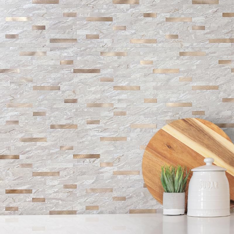 DICOFUN 10 Sheets Marble Look Peel and Stick Backsplash Wall Tile, PVC Kitchen - Image 2