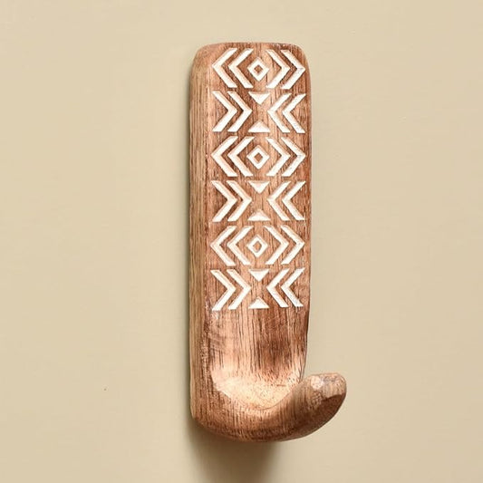 IndianShelf 10 LB- 6 Pieces Decorative Wood Adhesive Wall Hooks–Boho Peel and by IndianShelf