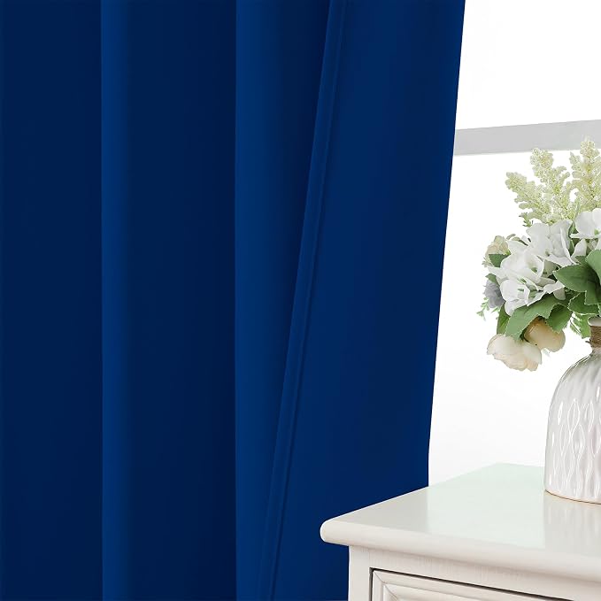 CUCRAF Royal Blue Blackout Curtains 45 inch Length 2 Panels Set, Rod Pocket - Image 5