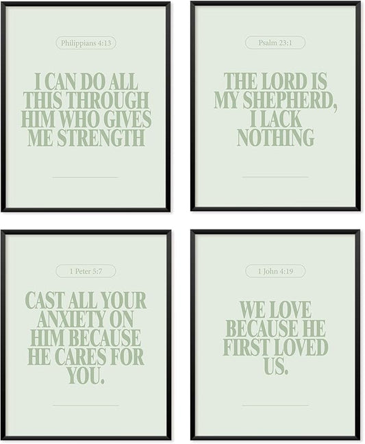 Locomiss Sage Green Christian Wall Art Decor Posters, Minimalist Jesus by Unknown