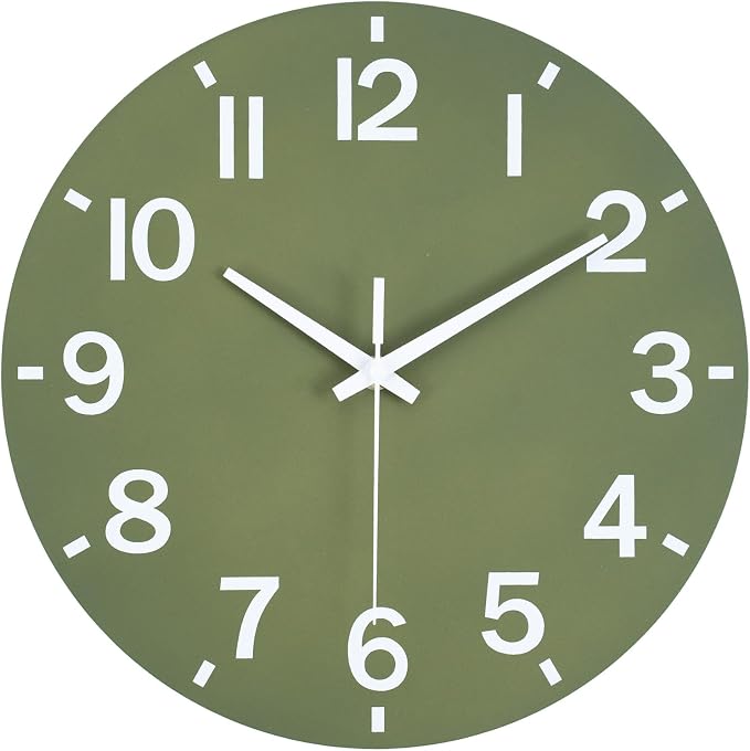 HZDHCLH Wall Clock 8 Inch Silent Non Ticking Wood Battery Operated Green Wooden - Image 6