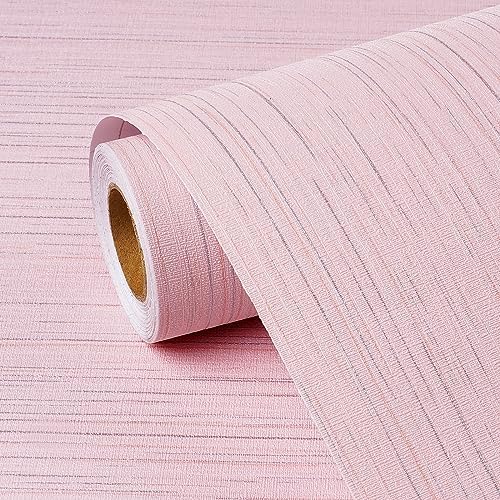FunStick 24"x200" Pink Textured Wallpaper Stick and Peel Embossed Grass Cloth - Image 7