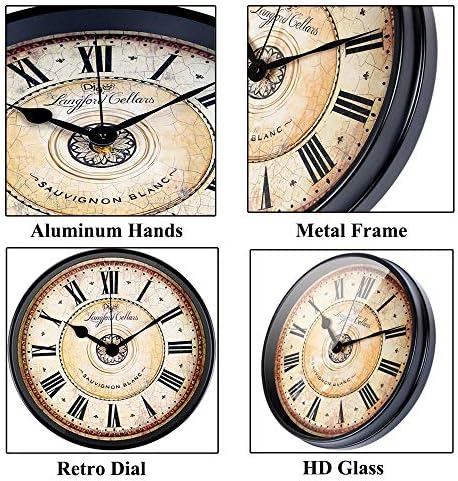 Justup 12 inch Metal Black Wall Clock European Style Retro Vintage Clock - Image 5