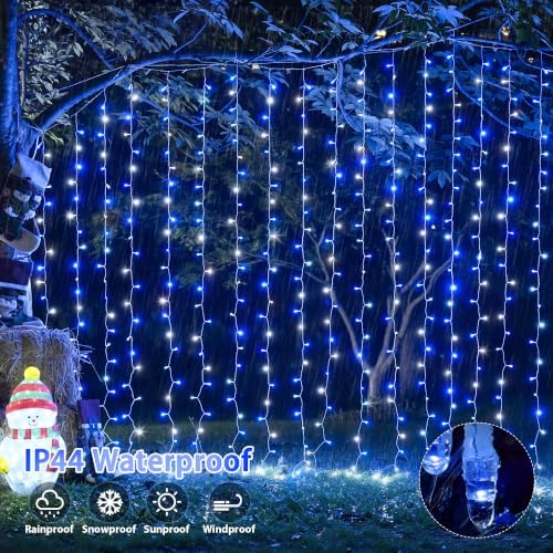 JMEXSUSS 200 LED USB Curtain Lights Blue and White - Image 7
