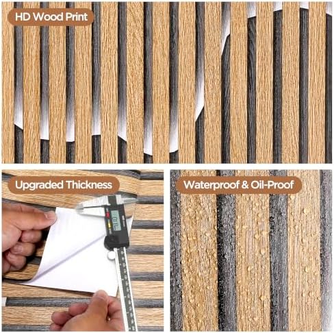 Peel and Stick Wood Slat Wallpaper 17.5" x1000" Self-Adhesive Wood Panel - Image 5