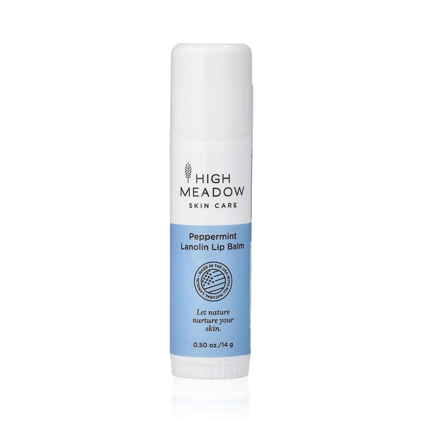 High Meadow Lanolin Peppermint Lip Balm Stick-Natural Unisex Lip Care With Shea Butter, Hydrates, Moisturizes, and Protects Lips, Great for Cold Sores, Fever Blisters, Long-Lasting Clear Lip Hydration