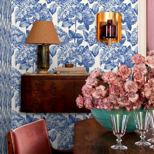 MuralPeel Vintage White Blue Cream Hydragea Floral Modern Peel and Stick - Image 6
