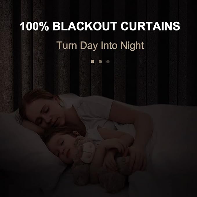 100% Blackout Shield Dark Brown Linen Blackout Curtains - Image 2
