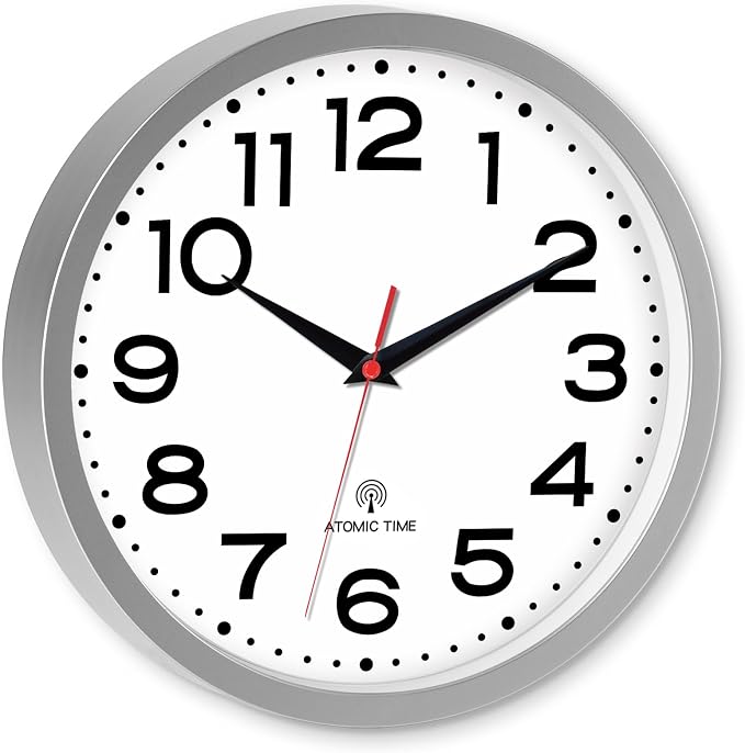 Roymnie Atomic Wall Clock 10 Inch, Modern Clock Battery Operated Classic Analog - Image 2